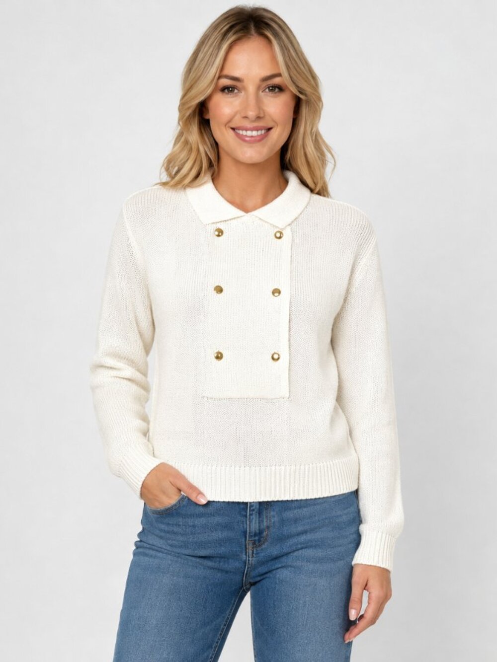 VTG Haberdasher Ivory Knit Sweater S Ramie Cotton Cottagecore Coastal Grandma